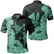 Hawaii Turtle Polo Shirt Polynesian Hibiscus Art Ver 2.0 Turquoise AH J1 - Alohawaii