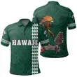 Hawaiian Islands Warrior Kakau Green Polynesian Polo Shirt - AH - J1 - Alohawaii
