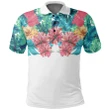 Tropic Hibiscus Hawaii Polo Shirt  - White - AH - J5 - Alohawaii
