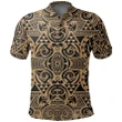 Unisex Polynesian Kakau Turtle Gold Polo Shirt - AH - JR - Alohawaii