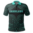 Hawaiian Kanaka Map Polynesian Kahoolawe Polo Shirt - Turquoise  - Brad Style - AH - J2