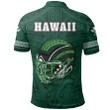 Hawaii Warrior Helmet Football Green Kakau Polo Shirt - AH - J1 - Alohawaii