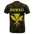 Hawaii Kakau Makau Fish Hook Polynesian T-Shirt - Yellow - AH - J6 - Alohawaii