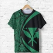 Kanaka Hawaii Map Green Polynesian T-shirt - Circle Style - AH J4 - Alohawaii
