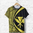 Kanaka Hawaii Map Yellow Polynesian T-shirt - Circle Style - AH J4 - Alohawaii
