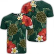 Hawaii Sea Turtle Hibiscus Plumria T-Shirt - AH - J4R