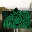 Hawaii Polynesian Turtle Hooded Blanket - Green - AH - J4R | Hawaii Hooded Blanket - Hawaiian Hooded Blanket - Hooded Blanket For You