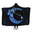 Alohawaii Clothing - Hawaiian Map Hibiscus Turtle Polynesian Moon Hooded Blanket Blue