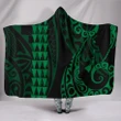 Alohawaii Clothing - Hawaii Kakau Green Polynesian Hooded Blanket
