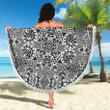 Polynesian Tribal Beach Blanket Black White - AH - J1 - Alohawaii