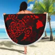 Turtle Hibiscus Map Red Beach Blanket - AH J4 - Alohawaii