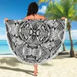 Polynesian Tribal Beach Blanket White And Black - AH - J1 - Alohawaii