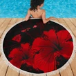 Hawaii Hibiscus Black And Red Beach Blanket - AH J2 - Alohawaii