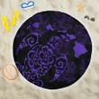 Alohawaii Blanket - Turtle Hibiscus Map Purple Beach Blanket