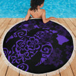 Turtle Hibiscus Map Purple Beach Blanket - AH J4 - Alohawaii