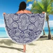 Polynesian Beach Blanket Blue And White - AH - J1 - Alohawaii