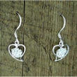Hawaii Jewelry Sterling Silver Hibiscus Flowers Hook Heart Cubic Earring - AH - J7 - Alohawaii