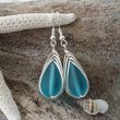 Hawaii Wire Braid Turquoise Bay Blue Sea Glass Earrings - AH - J7 - Alohawaii