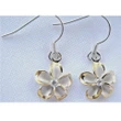 Hawaii Silver Hibiscus Earrings Gold Plated Trim w/ Cubic Zirconium - AH - J7 - Alohawaii