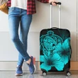 Hawaii Hibiscus Luggage Cover - Turtle Map - Turquoise - AH J9 - Alohawaii