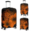 Alohawaii Accessory - Hawaii Hibiscus Luggage Cover - Turtle Map - Orange