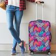 Tropical Exotic Leaves And Flowers On Geometrical Ornament Luggage Cover - AH - J1 - Alohawaii