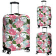 Alohawaii Accessory - Pink Monstera And Green Tropical Leaves White Luggage Cover