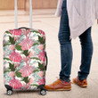 Pink Monstera And Green Tropical Leaves White Luggage Cover - AH - J1 - Alohawaii