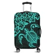 Alohawaii Accessory - Hawaiian Map Turtle Hibiscus Kanaka Polynesian Luggage Covers - Turquoise