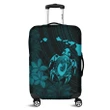 Alohawaii Accessory - Hawaiian Map Turtle Plumeria Hibiscus Fish Hook Polynesian Luggage Covers Blue