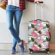 Pink Monstera And Green Tropical Leaves White Luggage Cover - AH - J1 - Alohawaii