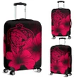 Alohawaii Accessory - Hawaii Hibiscus Luggage Cover - Turtle Map - Calico Red