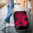 Hawaii Hibiscus Luggage Cover - Turtle Map - Calico Red - AH J9 - Alohawaii