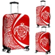 Alohawaii Accessory - Hawaii Turtle Map Polynesian Luggage Cover - White And Red - Circle Style