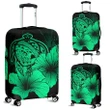 Alohawaii Accessory - Hawaii Hibiscus Luggage Cover - Turtle Map - Pastel Green