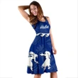 Hawaiian Hula Girls Dance in Blue Midi Dress - AH J5 - Alohawaii