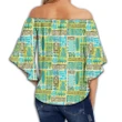 Alohawaii Clothing - Hawaii Seamless Exotic Tiki Pattern Women's Off Shoulder Wrap Waist Top - AH - J4