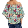 Alohawaii Clothing - Hawaii Seamless Floral Pattern With Tropical Hibiscus, Watercolor Women's Off Shoulder Wrap Waist Top - AH - J4