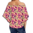 Alohawaii Clothing - Hawaii Seamless Tropical Flower Plant Pattern Background Women's Off Shoulder Wrap Waist Top - AH - J4