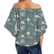 Alohawaii Clothing - Hawaii Tropical Flamingos And Tropical Plants Women's Off Shoulder Wrap Waist Top - AH - J4