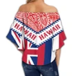 Hawaii Flag Women's Off Shoulder Wrap Waist Top - Mit Style - AH