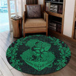 Hawaii Anchor Hibiscus Flower Vintage Round Carpet - AH - Green - J5R | Alohawaii Store | Home Set Home Decor | Accessories for your home | Hawaiian Round Carpet | Polynesian design for you