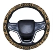 Alohawaii Accessory - Polynesian Kakau Turtle Gold Hawaii Steering Wheel Cover with Elastic Edge