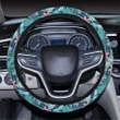 Hawaii Tropical Monstera Leaf Blue Hawaii Universal Steering Wheel Cover with Elastic Edge - AH - J6 - Alohawaii