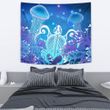 Alohawaii Tapestry - Hawaii Turtle Jellyfish Coral Galaxy Tapestry