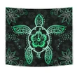 Alohawaii Tapestry - Turtle Hibiscus Green Tapestry