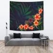 Hibiscus Palm Background Tapestry - AH - J1 - Alohawaii