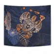Alohawaii Tapestry - Personalized - Hawaii Kakau Polynesian Turtle Map Tapestry - Special Indigo