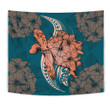 Alohawaii Tapestry - Hawaii Polynesian Turtle Hibiscus Tapestry - Orange