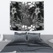 Pineapple Hibiscus Black And White Tapestry - AH - K5 - Alohawaii